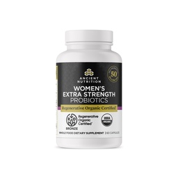 Ancient Nutrition Regenerative Organic Certified Probiotics for Women, Probiotics Women 's Extra Strength, Healthly Digestion and Immune System Function Support, 25 Million CFU * Per Serving, 60 Count