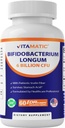 Vitamatic Bifidobacterium Longum 6 Million CFU DR Kapszulánként - 60 Count - Promotes Inestinal Health - Prebiotikus inulin fiber