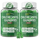 Klorofill gumik, Super Green 18- IN- 1 szerves chlorella spirulina, búzamag, magnézium, prebiotikus fiber belső dezodor *, Comfort emésztés, metabolizmus, immun, friss testszag, 2Pack