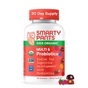 SmartyPants Organic Kids Multivitamin Gummees: probiotikumok, Omega 3 (ALA), D3, C, B12, B6, A, K & Cink az immunrendszer támogatására, biotin, három gyümölcsíz, 120 Count (30 napos ellátás)