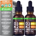 NUSAVA-vitamin B12 folyékony cseppek, ízesített D3 K2, & klorofill Bundle - erős folyékony vitaminok a szív, energia, agy és immun támogatás - Non-GMO, gluténmentes, 2pk