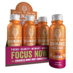 BrainJuice Active Focus & Energy Drink Shots, Supports Endurance, Recovery & Clarity, Non-GMO, Gluten Free, Nootropics, Alpha GPC, B Vitamins & Organic Green Tea, Gránátalma Akai, 2,5 fl oz, 12 Pack