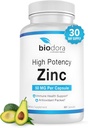 Cink magas potencia, nincs GMO, Vitaminok a jó bőr, Immunszuppresszív kiegészítés és antioxidáns, Vegan, 50 mg per szervadékok, 60 kapszula, ízesítetlen