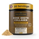 PaleoPro Bone Broth Collagen fehérje por - Turmeric Root Grass- Fed Collagen Powder for Skin & Bones - Gluten Free, No Sugar, Soy, Grains, Net Carbs - Paleo Keto Friendly 20 Servings Aztec Vanilla