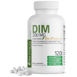 Bronson DIM kiegészítés 200 MG diindolimetán BioPerinnel a fokozott abszorpció, ösztrogén metabolizmus és a kiegyensúlyozott hormonszint fenntartása érdekében, 120 Vegetáriánus kapszula