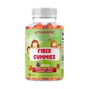 Vitamatic Kids Prebiotic Fiber Gumies - Extra Strength 4g Fiber - Zéró cukor hozzáadott - 60 Pectin- alapú gumicukor - Emésztési egészség & Szabályosság támogatás