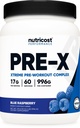 Nutricost Pre- X Xtreme Pre- Edzés komplex por, kék málna, 60 szervák, vegetáriánus, non-GMO és glutén mentes