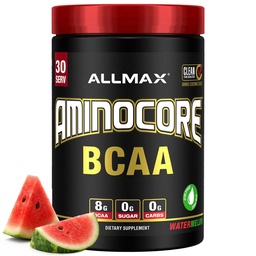 ALLMAX Nutrition AMINOCORE BCAA - 8G BCAA - 100% Tiszta Branch láncolt aminosavak - Gluten Free - Görögdinnye - 315 Gram