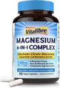 Magnézium Complex 6 kiegészítés 1, 1160mg kelátos magnézium Max Abszorpció, Segítség a jobb alvás, relaxáció és idegi nyugalom, 90 Vegan kapszula, nem GMO és glutén mentes