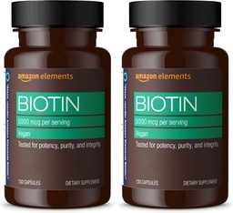 Elements Vegan Biotin 5000 µg - Haj, bőr, köröm, 130 kapszula (4 hónapos ellátás) (2 db-os csomag)