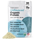 Komplex szerves ízesítetlen vegán fehérje por (30 Servings) Alacsony szénhidrát, alacsony kalóriatartalmú, cukor mentes, szója mentes, nem-GMO, glutén mentes, nem tej- sárga borsó, sütőtök Seed- 15 g növényi alapú fehérje por