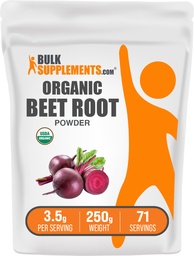 BulkSupplements.com Organic Beet Root Powder - Superfood Supplement - Vegan & Gluten Free, 3.5g per Serving, 250g (8.8 oz) (1-es csomag)