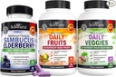 BioSchwartz Napi Gyümölcsök és Zöldségek Kiegészítése nők és férfiak (2 hónap ellátás) Plusz bodza cink és C-vitamin felnőttek immuntámogatás (2 hónap ellátás)