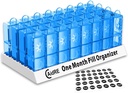 31 Day Pill Organizer AM / PM - Monthly Pill Box for Medications, Vitamins & Supplements - Egy hónap 2 alkalommal naponta Pill Case, 4 hét Napi Pill Organizer, Blue