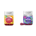 OLLY Extra Erő Napi Energia Gumi B12-vitaminnal, CoQ10, Goji Berry, 60 Count & Keep It Mozgásban Székrekedés Segítő Gumi Rebarbara, Prunes, Amla, 30 Count