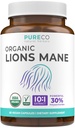 Organic Lions Mane Supplement kapszula - USDA Organic Gomba Supplement kapszula 1000mg Lion 's Sörénye 10: 1 kivonat per adag 30% poliszacharidokkal - Vegan & Non- GMO (1 hónap ellátás)