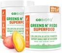 GOBIOTIX Super Greens and Reds Powder - Red and Green Superfood - Probiotic Supplement - Digitális enzimek és a Beet Root Powder - Organic Whole Foods Dietary Supplement (Mango, 2 Pack)