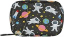 Space Travel Galaxy Astronauts Pill Box 7 Day Pill Case Bag Travel Pill Organizer Bag Zipper Portable Weekly Case Compact Size for Vitamin Supplement Holder