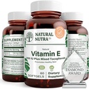 Természetes Nutra-vitamin E 200 NE Kiegészítés a bőr, haj és köröm, Promote Heart Health, Segít csökkenteni a vörösség, Segít megelőzni a bőr textúra, Promoted Immunrendszer, Gluten Free, 60 Softgels