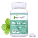 EZ Olvad melatonin - Alvástámogatás kiegészítés - Nincs Mesterséges ízesítők - Non-GMO & Sugar- Free - Cool Mint - 60 oldható tabletta (60 adag)