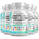 Tiszta Nutraceuticals Quercetin C-vitamin D-vitamin Bromelain Elderberry - Tüdő Immunszuppresszív kiegészítő Felnőttek Artemisinin, Sea Moss, Echinacea, Allergia Relief (60 Count of 5)