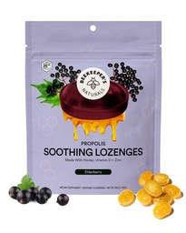 Beeager 's Naturals Soothing Honey Elderberry Cough Drops Immuntámogatás D-vitaminnal, cinkkel és Propolis Throat Soothing Lozenges, 14 Ct