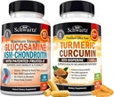 BioSchwartz kurkumin fekete bors kivonat 1500mg Complex (1 hónapos ellátás) Plus Glucosamine Chondroitin MSM Triple Strength Joint Support Supplement (1 hónapos ellátás)