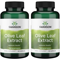 Swanson Olive Leaf kivonat kapszula 20% oleuropein - (120 kapszula, 500mg minden) 2 palack