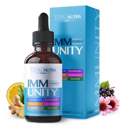Összes immun 6- in- 1 Folyékony multivitamin kiegészítés 124; 100% Napi cink-, D3- vitamin-, C-vitamin-, Immunitás-, Vitamin- és Echinacea-, Ginger támogatás felnőttek és gyerekek részére
