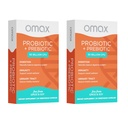 Omax3 Prebiotikus és probiotikus 50 milliárd CFU + Chicory Inulin, 10 törzs, redukáló puffadás, emésztés, SIBO, Leaky Gut, Vaginalis pH, Acidophilus, Vegan, Tejmentes, Glutén mentes, Buborékcsomagolás (2 csomag)