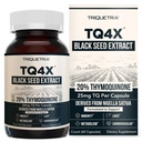 20% Thymokinone Black Seed Oil Extract Capsules - TQ- Advanced 4X ®: Potens Thymokinone Concentration Elérhető - 60: 1 Koncentrátum Nigella Sativa, Nyers Forma, Vegan, Üvegpalack (60 kapszula)