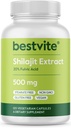 BESTVITE tiszta shilajit kivonat 500 mg (120 vegetáriánus kapszula) - No Stearates - Vegan - Nem GMO - Gluten Free - Szabványosított 20% Fulvic Acid