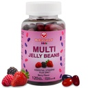 Multivitamin Jelly Bohnen - Kaubare Vitamine Gummi mit Zink für Kinder - Immununterstützung Vitamin Ergänzungen - Vegetarische Multivitamine Gummy Ergänzung für Kinder - 120 Berry Bohnen
