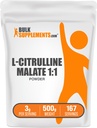 BulkSupplements.com L- Citrulline Malate 1: 1 Powder - Citrulline Powder, Amino Acid Supplement - Unflavored & Gluten Free - 3g per Servings, 500g (1,1 £) (1x csomag)