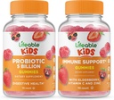 Életképes probiotikumok 5 milliárd gyerek + immunszupportáló gyerekek, gumicukor bundle - nagy ízesítés, vitamin kiegészítés, glutén mentes, GMO mentes, rágható gumi
