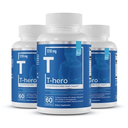 Alapvető elemek Férfi egészségügyi kiegészítés - Izomtámogatás & T-egészség DIM, Ashwagandha, Shilajit, More124; T-Hero 60 Vegan kapszula (3- Pack)