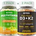 NEVISS 50 + Napi gumi multivitamin Alga Omega 3 & Kalcium, CoQ10, Magnézium + D3-vitamin 5000NE Gumies 125mcg kalcium 600mg, K2 (MK7) 200mcg