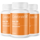Ünnepeljük Vitaminok vaspótló C-vitamin - 30 mg vas, 60 mg C-vitamin, Bariátriai vitaminok WLS betegek, vertikális Sleeve & Gastric bypass műtét - 90 kapszula