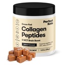 Perfect Keto Collagen Peptides, Salted Caramel, 10g Protein Powder, Low Carb, No Sugar Added, Keto Friendly Coffee Creamer & Drink Mix, Grass Fed Bovine Type 1 & 3 Supplement with MCT Oil, 20 Servings