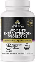 Ancient Nutrition Regenerative Organic Certified Probiotics for Women, Probiotics Women 's Extra Strength, Healthly Digestion and Immune System Function Support, 25 Million CFU * Per Serving, 60 Count