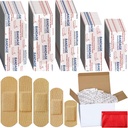 Lounsweer 2000 db Fabric Adhezive Bandages Variety Pack Tömeg Válogatott Méretek Rugalmas lélegeztethető tapasz Fabric Bandages for Family First Aid Skin Wrap Finger Found, Természetes