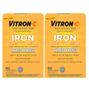 Vitron- C vaspótlás, Napi egyszer, nagy hatásfokú vas plusz C-vitamin, Red Blood Cell Production, Dye Free Tabletta, 60 gróf, 2 csomag