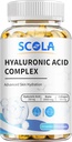 SCOLA Hyaluronic Acid Capsules - 250mg HA + 10,000mcg Biotin, 60 Vegan Capprovided 124; Deep Hydration, Hair & Nail Support - 124; Non-GMO Formula