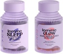 Lemme Sleep & Glow Bundle - Alvásgumikat, a Drug- Free Nighttime Aid & Glow Biotin & Collagen Hair Gummees for Strong, Thick Hair & Reduced Shedding - Gluten / Gelatin Free, Non- GMO - 60 Ct.
