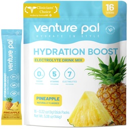 Venture Pal Sugar Free Electrolyte Powder Packets - Liquid Daily IV Drink Mix for Rapid Hydration & Party Recovery 124; 5 Vitamins & 7 Electrolytes