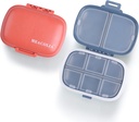 MEACOLIA 2 Pack 8 Comistions Travel Pill Organizer Box Nedvesség Bizonyítás Kis Pill Case Pocket Purse Daily Pill Holder Container for Medicine Vitamin (Dark Blue & Red)