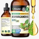 BIO KRAUTER Ashwagandha Folyékony cseppek - Ashwagandha kiegészítők a nyugalmi - Vegan Mood Support Drops - Alkohol és cukor mentes - 4 Ft. Oz.