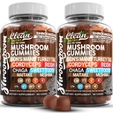 15in1 Gumis Gummees Lion 's Mane Turkey Tail Cordyceps Reishi Caga Sweet Toot Maitake Meshima Poria Cos Shiitake Tremella, Oyster Agaricus Gumooms for Women and Women Supplement - 2Pack