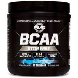 PMD Sports BCAA Stim- Free Amino Acids - Jobb Workout Performance, Javított Recovery, Napi energia, Izomépítő, és Izom Sparing - BCAA Powder Drink Mix - Blue Razz (30 Servings)