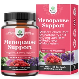 Teljes gyógynövény menopauza kiegészítés nőknek - Nő hormonegyensúly kapszula éjszakai izzadás forró villanások és hangulatváltozás a Dong Quai, Chaste Berry & Black Cohosh Root - 120 Count Pack